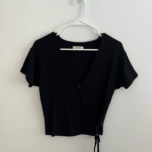 Madewell Black Wrap Top